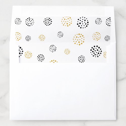 Gold and black abstract dots stardust pattern envelope liner