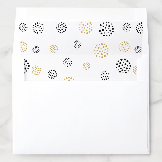Gold and black abstract dots stardust pattern envelope liner (In Envelope)