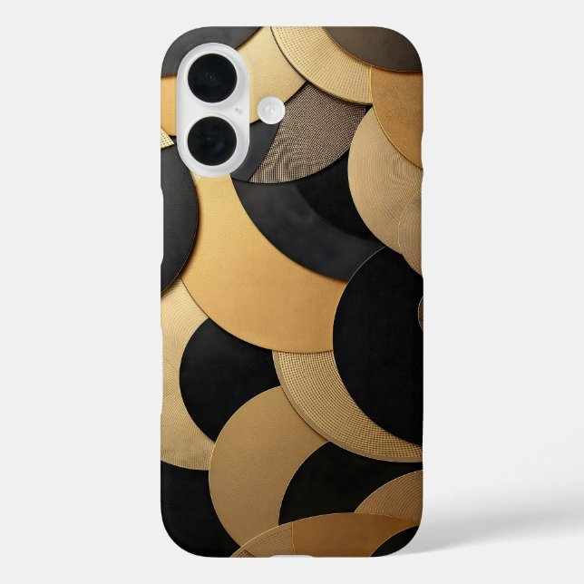 Gold and Black Abstract Geometric Pattern Case-Mate iPhone Case (Back)
