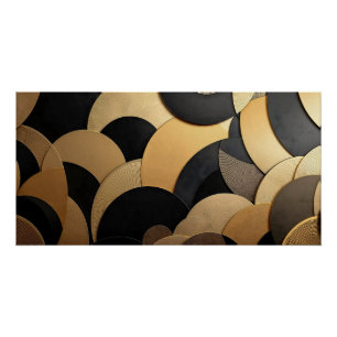 Gold and Black Abstract Geometric Pattern Poster