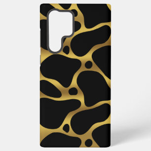 Gold and black abstract giraffe pattern  samsung galaxy s22 ultra case