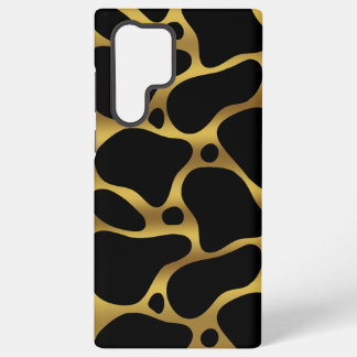 Gold and black abstract giraffe pattern  samsung galaxy s22 ultra case