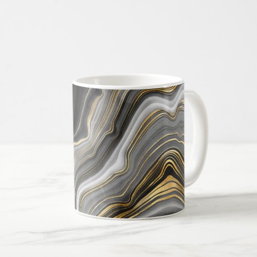 Gold And Black Agate Stone Marble Geode Modern Art Coffee Mug