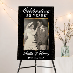 Gold and Black Any Wedding Anniversary Photo Foam Board