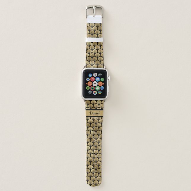 Gold And Black Art Deco  Apple Watch Band (Front)