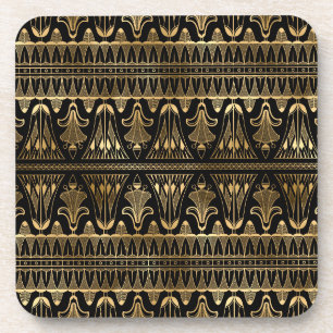 Gold and Black Art Deco Beverage Coaster