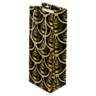 Gold and Black Art Deco Classy Wine Gift Bag