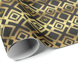 Gold and Black Art Deco Dad Father's Day Wrapping Paper
