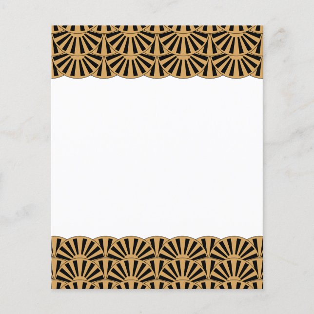 Gold and Black Art Deco Fan Flower Motif  (Front)