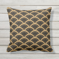 Gold and Black Art Deco Fan Flower Pattern  
