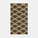 Gold and Black Art Deco Fan Flower Pattern   Paper Guest Towels