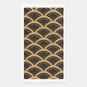Gold and Black Art Deco Fan Flower Pattern Paper Guest Towels