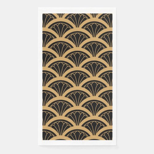 Gold and Black Art Deco Fan Flower Pattern   Paper Guest Towels