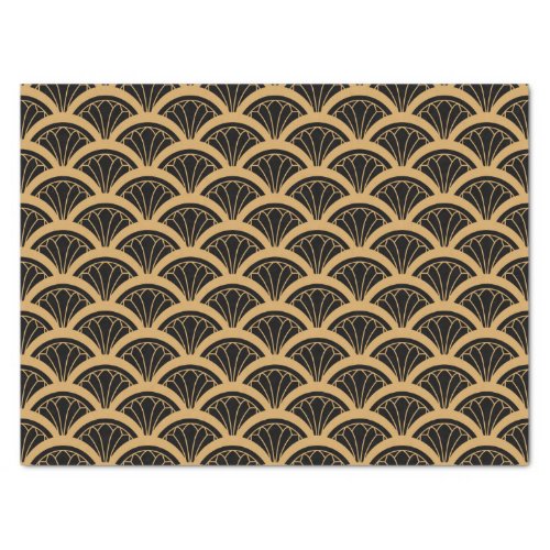 Gold and Black Art Deco Fan Flower Pattern Tissue Paper