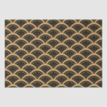 Gold and Black Art Deco Fan Flower Pattern Tissue Paper