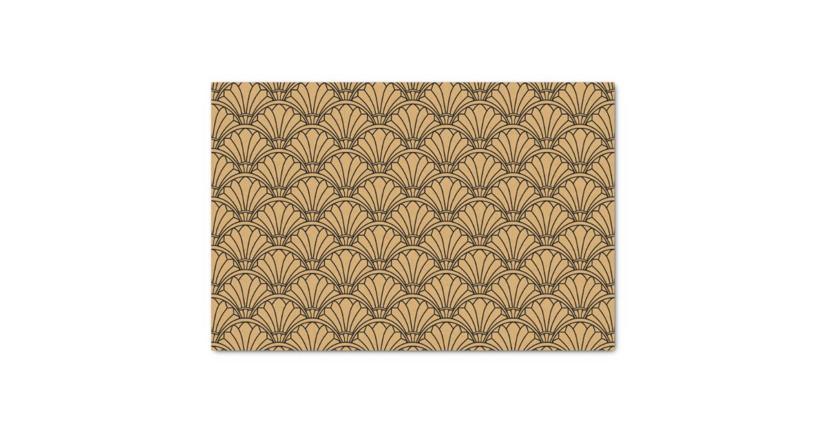 Gold and Black Art Deco Fan Flowers Motif Tissue Paper Zazzle