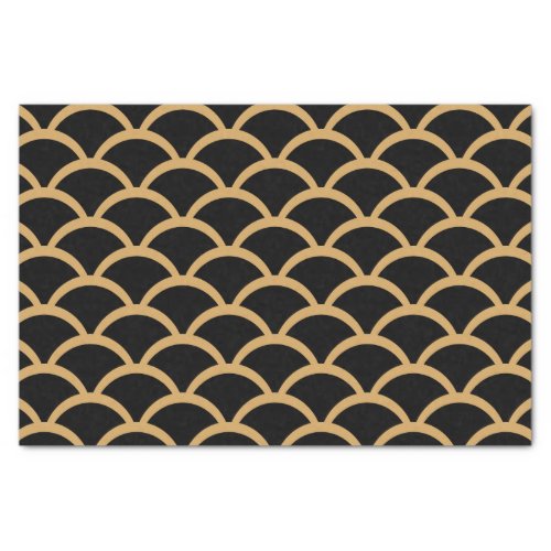 Gold and Black Art Deco Fish Scale Pattern  Tissue Paper
