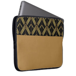 Gold And Black Art Deco Geometric Arrow Pattern Laptop Sleeve