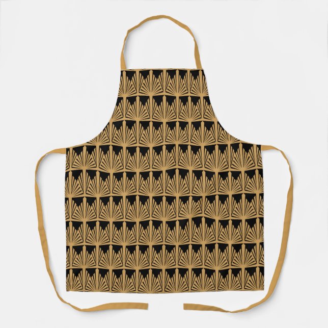 Gold and Black Art Deco Pattern Apron (Front)