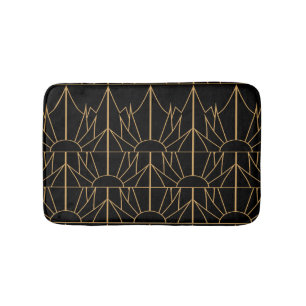 Gold and Black Art Deco Pattern Bath Mat