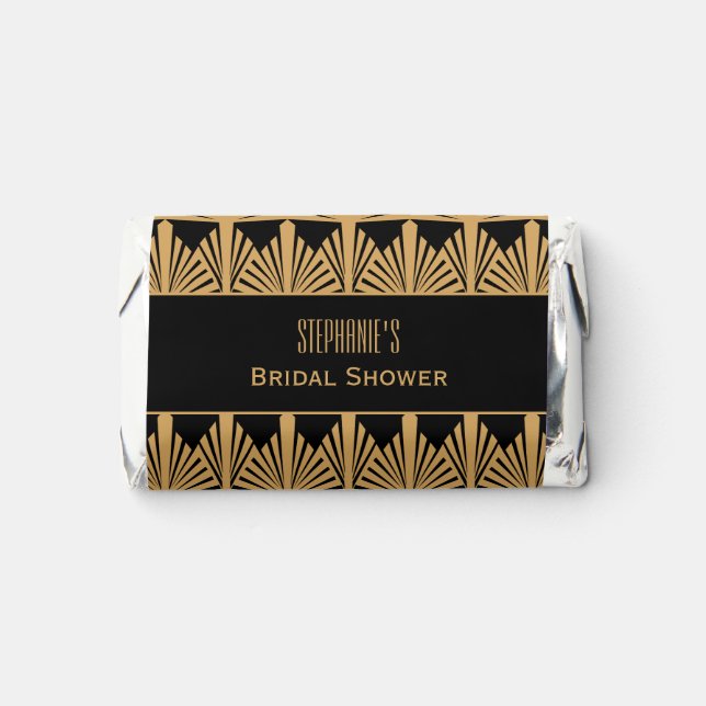 Gold and Black Art Deco Pattern Bridal Shower Hers Hershey's Miniatures (Front)