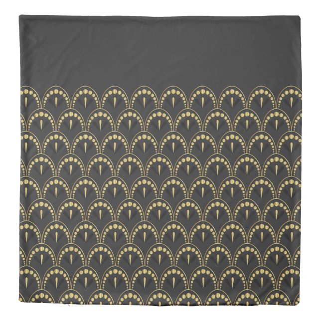 Gold and black art-deco pattern duvet cover (Back)