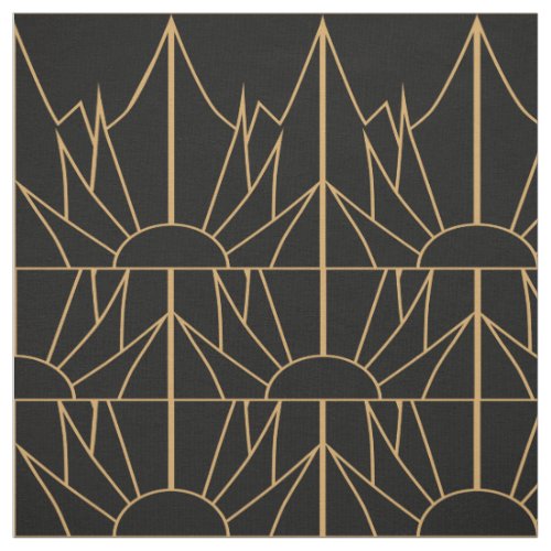 Gold and Black Art Deco Pattern Fabric