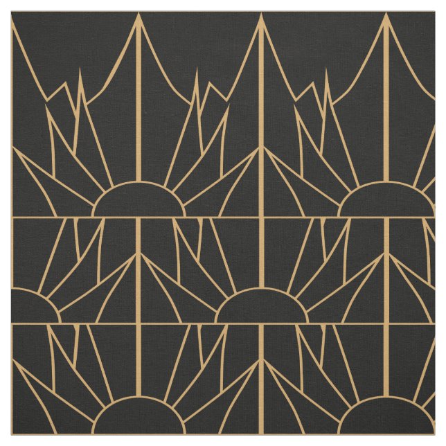 Gold and Black Art Deco Pattern Fabric (Swatch)