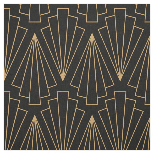 Gold and Black Art Deco Pattern Fabric (Swatch)