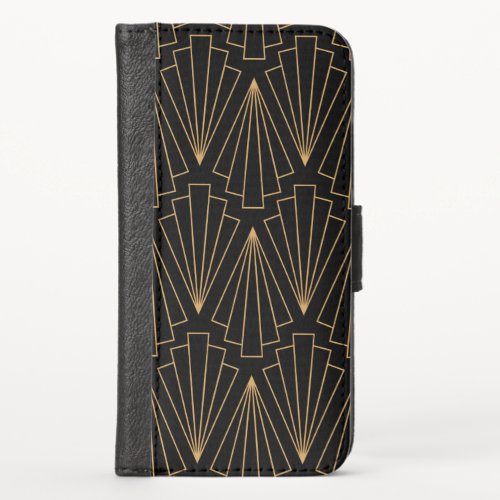Gold and Black Art Deco Pattern iPhone X Wallet Case