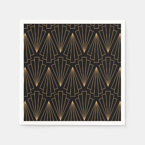 Gold and Black Art Deco Pattern Napkins