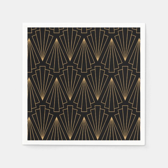 Gold and Black Art Deco Pattern Napkins (Front)