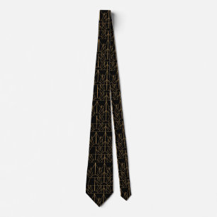 Gold and Black Art Deco Pattern Neck Tie