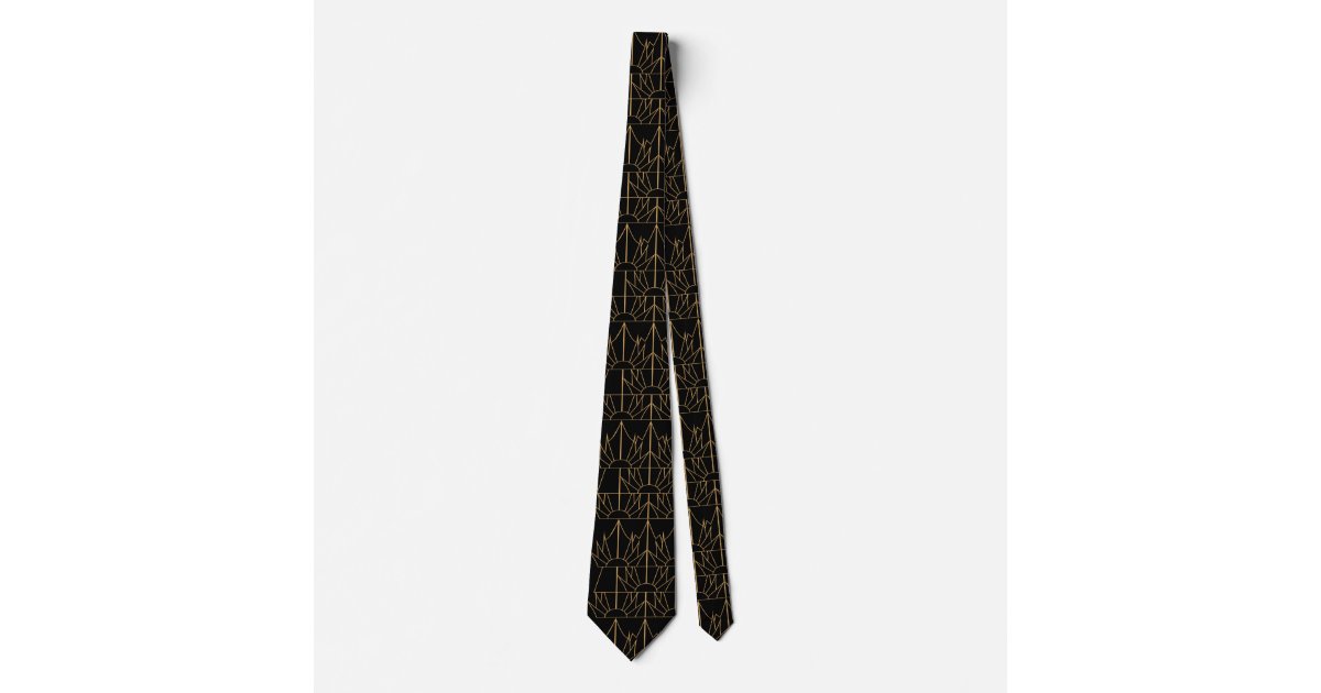 Gold and Black Art Deco Pattern Neck Tie | Zazzle