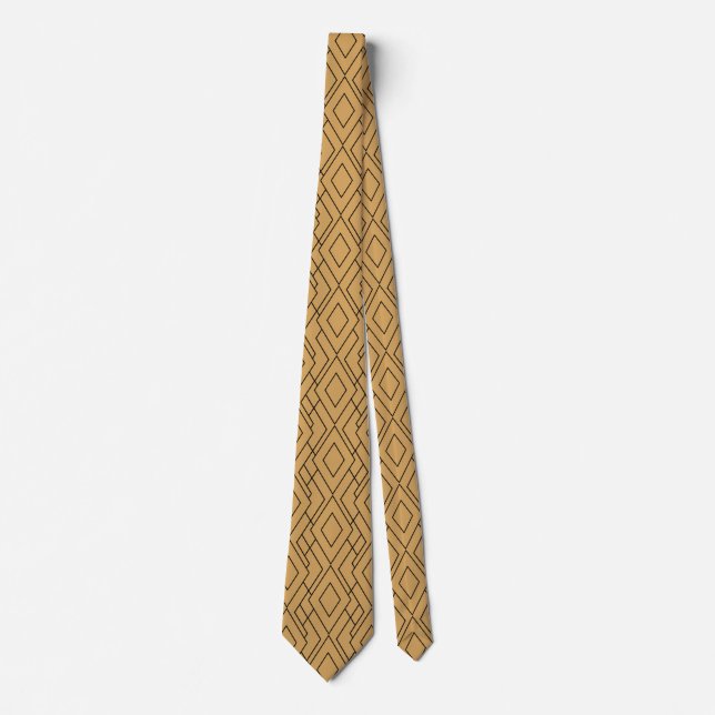 Gold and Black Art Deco Pattern Neck Tie (Front)