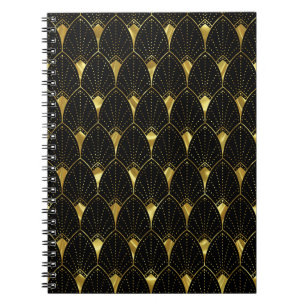 Gold and Black Art Deco Pattern Notebook