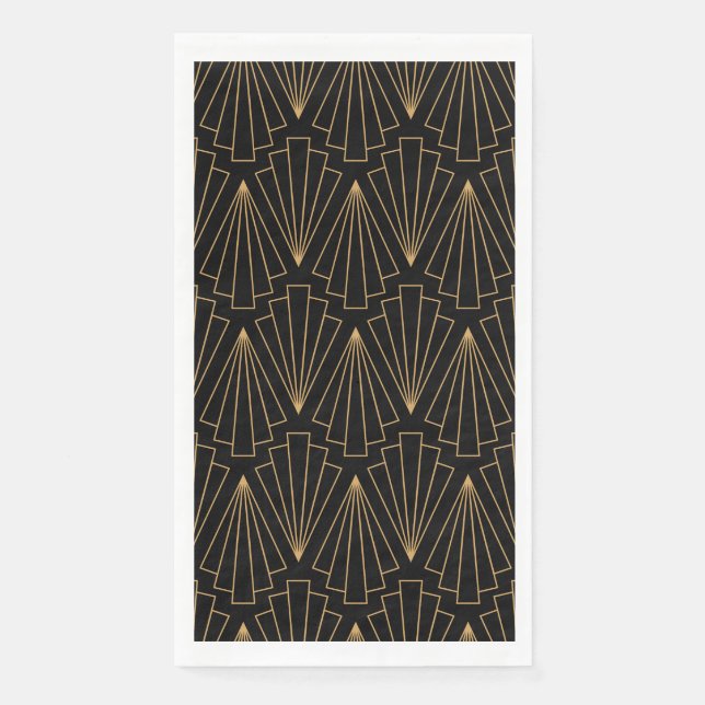 Gold and Black Art Deco Pattern Paper Guest Towels (Front)