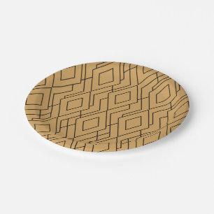 Gold and Black Art Deco Pattern Paper Plates