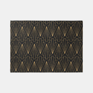 Gold and Black Art Deco Pattern Rug