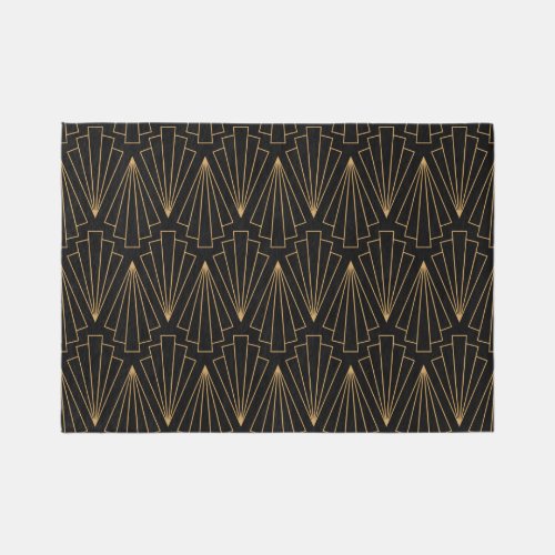 Gold and Black Art Deco Pattern Rug
