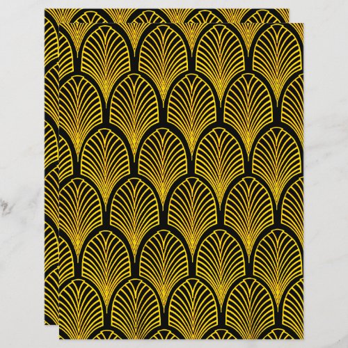 Gold and black art deco pattern scrapbook paper