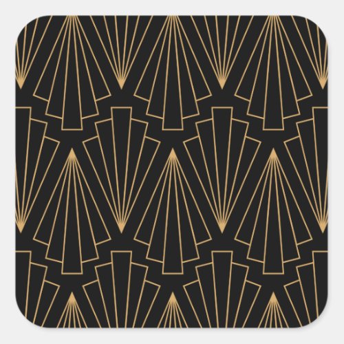 Gold and Black Art Deco Pattern Square Sticker