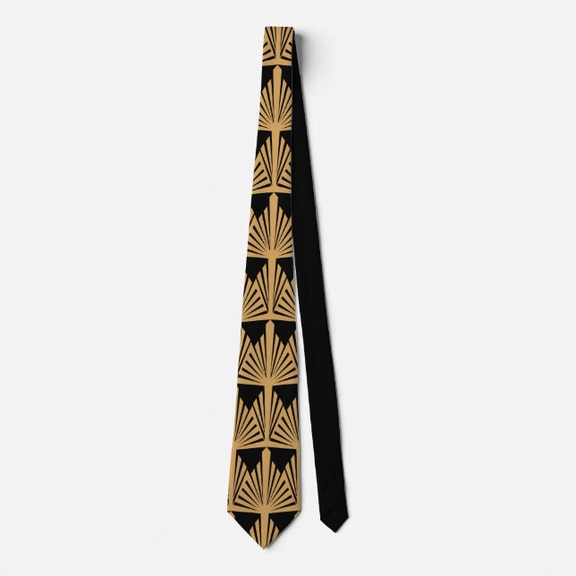 Gold and Black Art Deco Pattern Tie (Front)