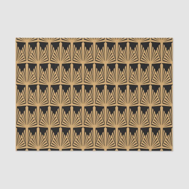 Gold and Black Art Deco Pattern Tissue Paper (Front)
