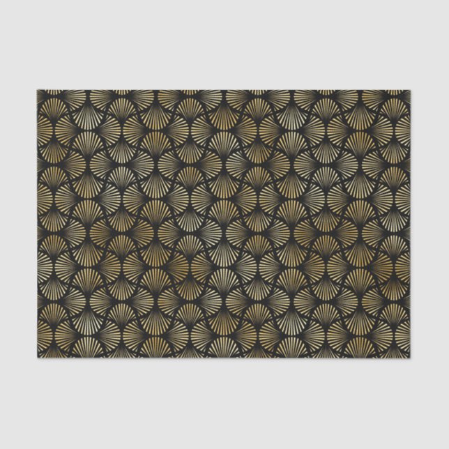 Gold and Black Art Deco Pattern Tissue Paper (Front)