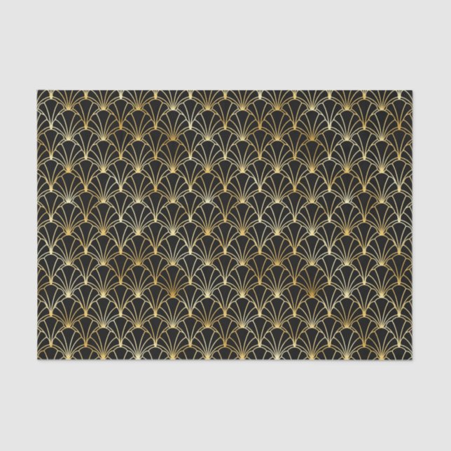 Gold and Black Art Deco Pattern Tissue Paper (Front)