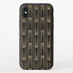 Gold and black art-deco pattern iPhone XS slider case