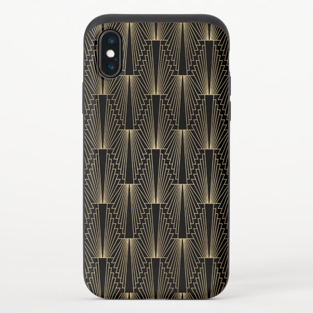 Gold and black art-deco pattern uncommon iPhone case (Back)