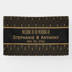 Gold and Black Art Deco Pattern Wedding Banner