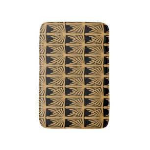 Gold and Black Art Deco Pattern Wedding Bathroom Mat